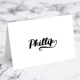 Fette Brush Script P Swash Namensplatzkarten Tischnummer
