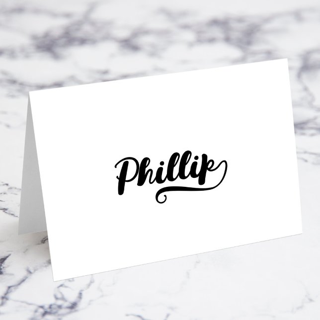 Fette Brush Script P Swash Namensplatzkarten Tischnummer (Bold Brush Script P Swash Name Place Cards)