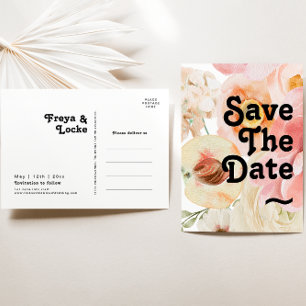 Fette bunte Blumen   Save The Date Postkarte