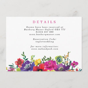 Fette Bunte Fiesta-Blumen Hochzeitsdetails Begleitkarte