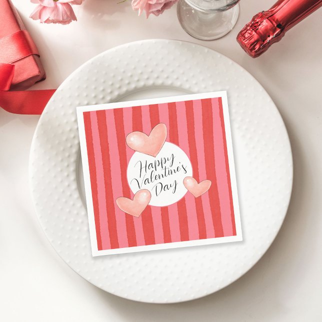 Fette bunte Streifen und Herzen Valentinstag Serviette (Von Creator hochgeladen)