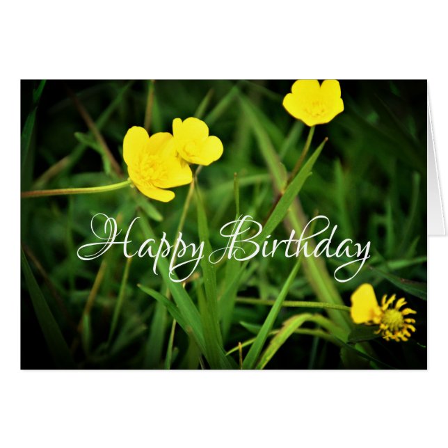 Fette Buttercups und Blades von Grass Happy Birthd (Vorderseite (Horizontal))