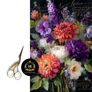 Fette Dahlie Gemischter Blumenstrauß Decoupage Seidenpapier