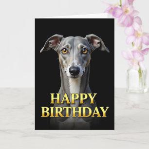 FETTE DEUTLICHE NAHAUFNAHME GReyhound GEBURTSTAGSK Karte