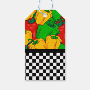 Fette dreifarbige Paprika und Schachbrett Geschenkanhänger