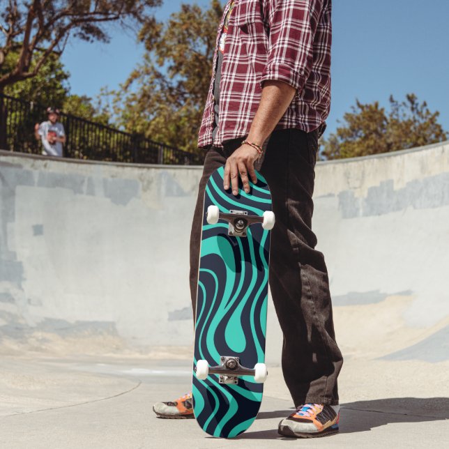 Fette Dynamische Abstrakte Schiefer Teal 20 cm Skateboard (Außenbereich 2)