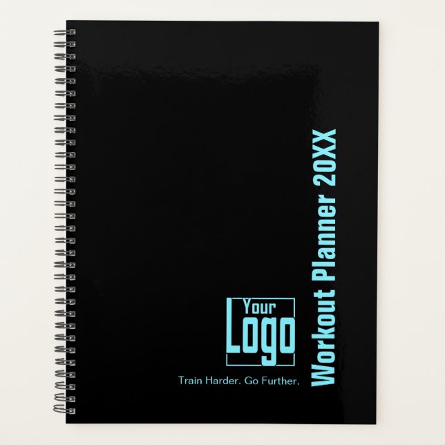 Fette Electric-Blue-Schwarz-Logo-Motto-Workout Planer (Vorderseite)