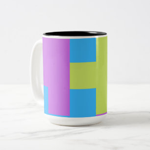 Fette Farbblöcke Grün Blau Rosa 7 Zweifarbige Tasse