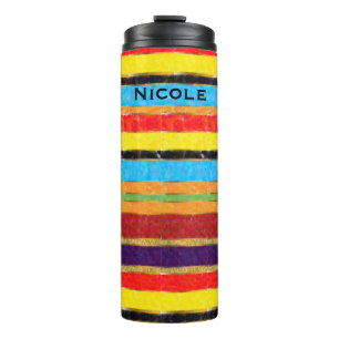 Fette Farben Farbige Chic Fiesta Streifen Thermosbecher