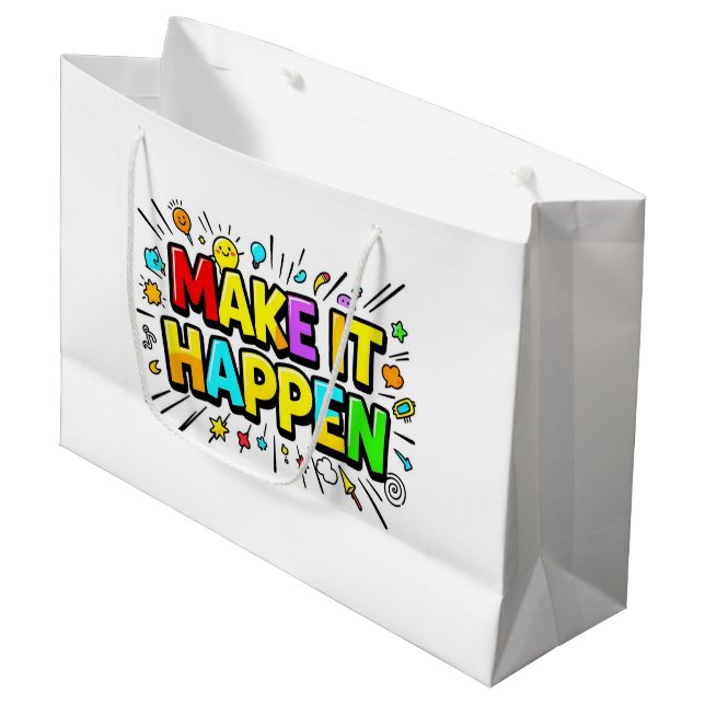 Fette farbenfrohe Motivationszitat Große Geschenktüte (Vorderseite Schrägansicht)