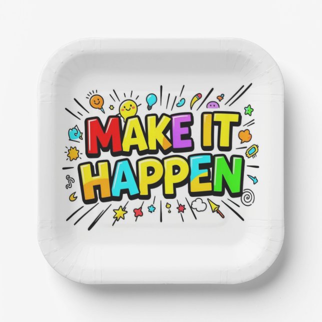 Fette farbenfrohe Motivationszitat Pappteller (Vorderseite)
