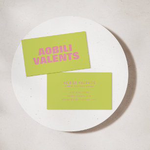 Fette farbenfrohe Retro-Typografie Chartreuse Pink Visitenkarte