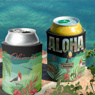 Fette Farbige Aloha Tropische Hawaiianische Dosenkühler