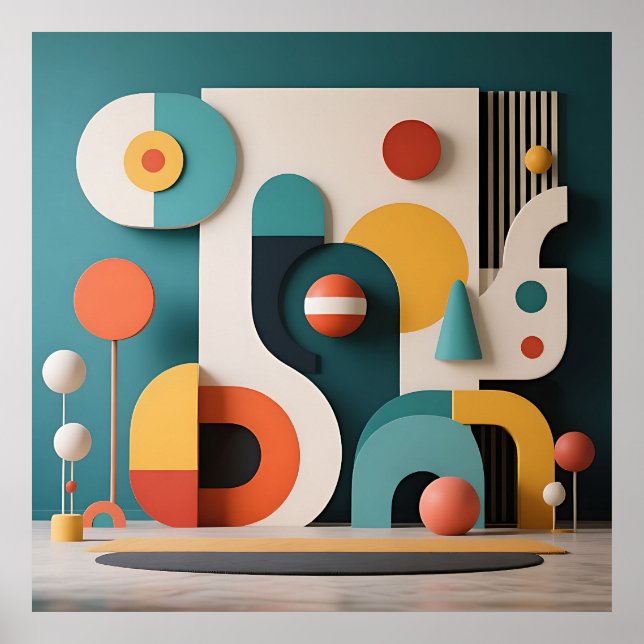 Fette Farbige Geometrische Abstraktion  Poster (Vorne)
