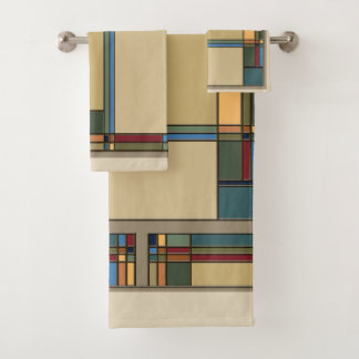 Fette Farbige Kunst & Handwerk Herbst Geometrisch Badhandtuch Set