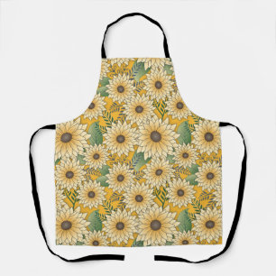 Fette florale gelbe sonnige Sonnenblumen-Garten Schürze