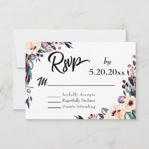 Fette Floralien mit skripttypografischer Hochzeits RSVP Karte