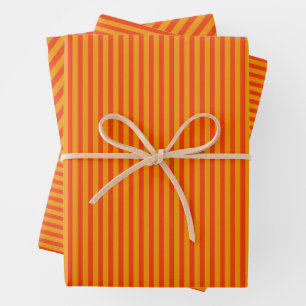 Fette Fun Simple Orange Fine Stripe Muster Geschenkpapier Set