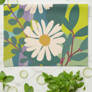 Fette Gänseblümchen-Blüte mit farbenfrohen Farbblö Geschirrtuch