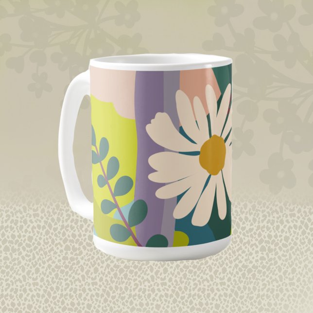 Fette Gänseblümchen-Blüte mit farbenfrohen Farbblö Kaffeetasse (Von Creator hochgeladen)