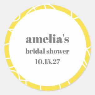 Fette gelbe abstrakte Linienkunst Hochzeitsdusche Runder Aufkleber