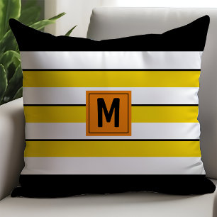 Fette gelbe Streifen Monogramm Kissen