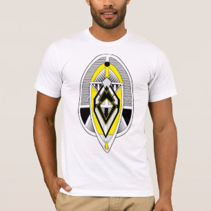 Fette gelbe und schwarze geometrische Art Deco Ges T-Shirt