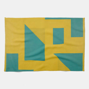 Fette geometrische abstrakte Gelb Teal Geschirrtuch