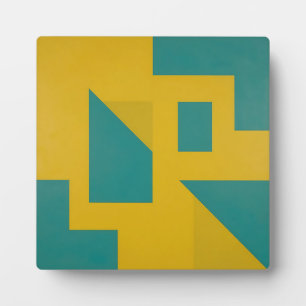 Fette geometrische abstrakte gelbe Teal-Farbe Fotoplatte