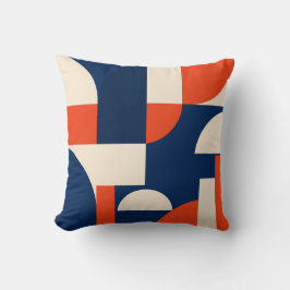 Fette geometrische Formen in Navy Orange und Dunke Kissen