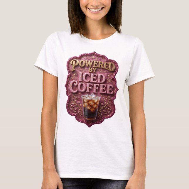 Fette Gold POWERED BY ICED COFFEE Statement Design T-Shirt (Vorderseite)
