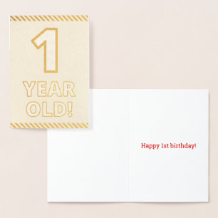 Fette, goldene Folie "1 JAHRE ALT!" Geburtstagskar Folienkarte