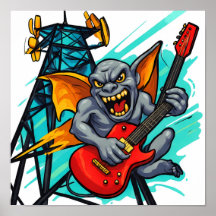 Fette Grafik mit flachen Farben: Grumpy Gargoyle