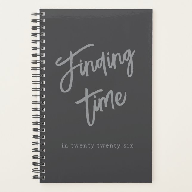 Fette graue Schrift-Typografie personalisiert Planer (Vorderseite)