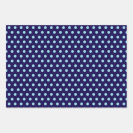 Fette hellblaue Tupfen auf Navyblau Geschenkpapier Set