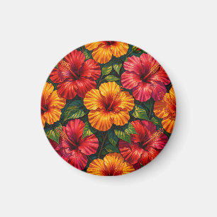 Fette Hibiskusblüten Tropisches Sonnenuntergangs-M Magnet