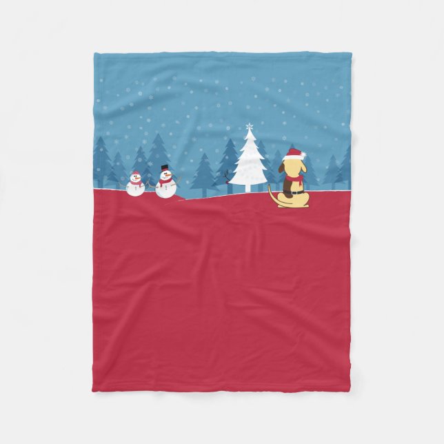 Fette Hundeweihnachtsdeckenszene Fleecedecke (Vorderseite)