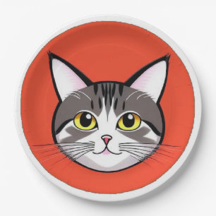 🐱 Fette Katze Grafik Party-Tischwäsche-Set 🐱 Pappteller
