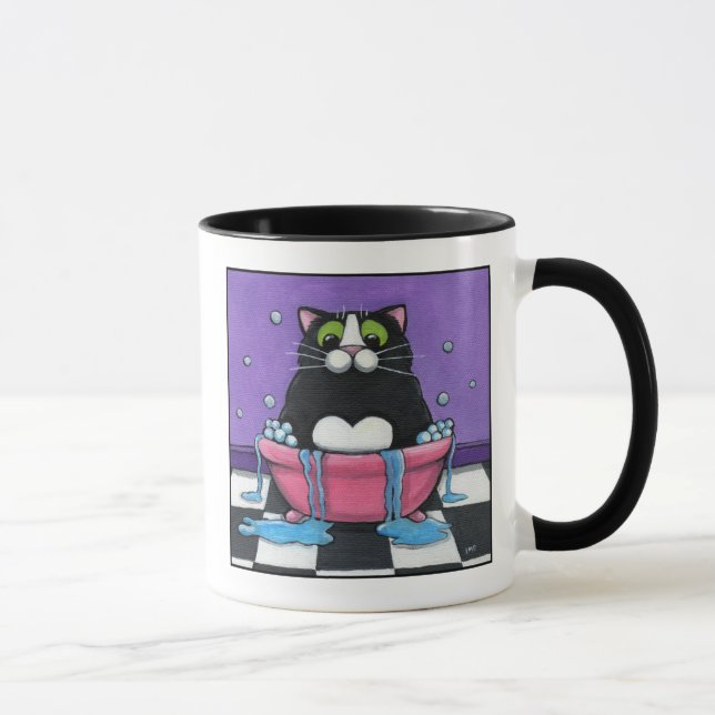 Fette Katze nimmt ein Bad - Katzen-Tasse Tasse (Rechts)