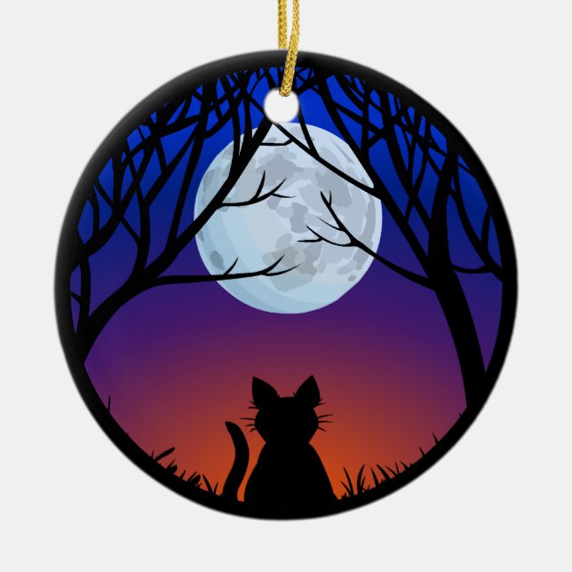 Fette Katzen-Verzierungs-personalisiertes Keramikornament (Vorne)