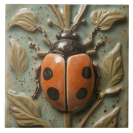 Fette Ladybug und Foliage Imitats Relief Fliese