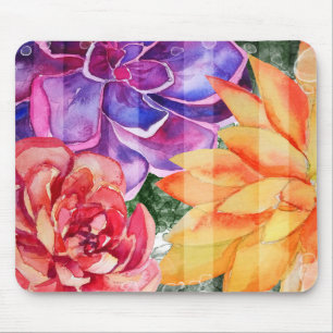 Fette lebendige lebhafte farbenfrohe Sukkulenten Mousepad