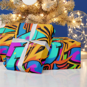 Fette leuchtende Farben Graffiti Street Art Muster Geschenkpapier