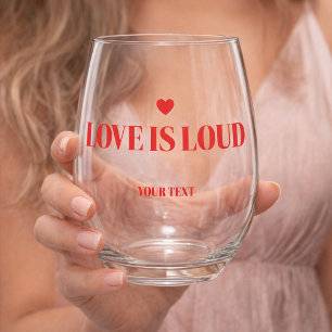 Fette Liebe ist laut Valentinstag Herz-Typografie Weinglas Ohne Stiel