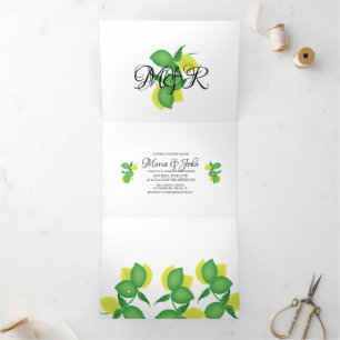 Fette Limonelle Limoncello Hochzeit Dreifach Gefaltete Einladung