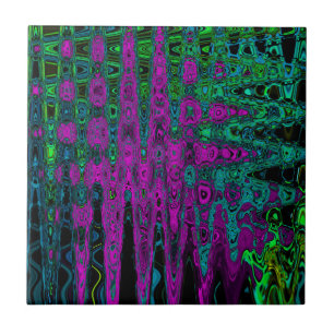 Fette Magenta abstrakte groovy atomare Wellen Fliese