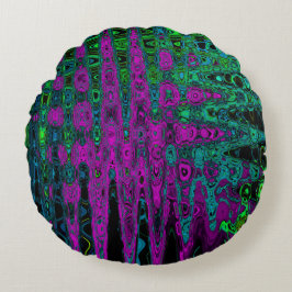 Fette Magenta Abstrakte Groovy Atomwellen Rundes Kissen