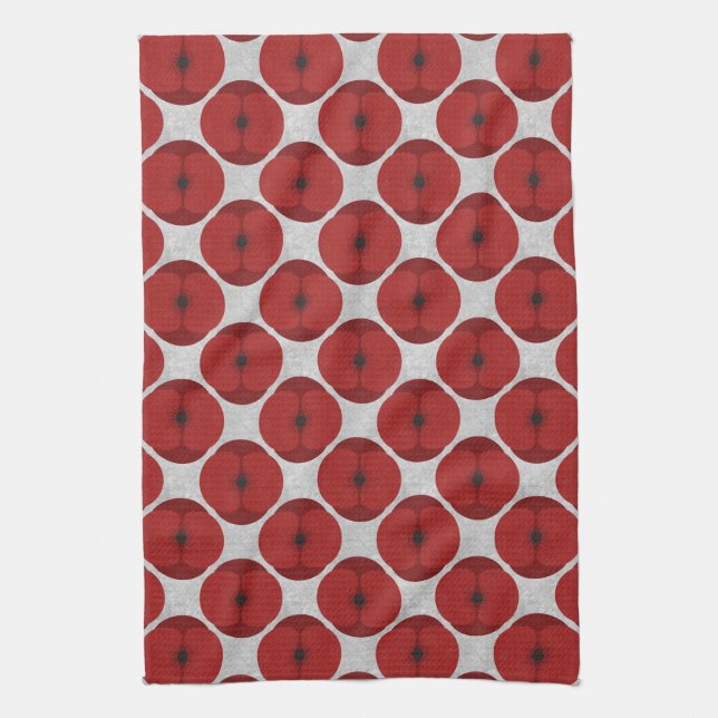 Fette Minimalistische Mohn Texturierte Florale Rot Geschirrtuch (Vertikal)
