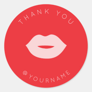 Fette minimalistische rosa Lippen Danke Poshmark Runder Aufkleber