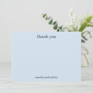Fette minimalistische weiche blaue Retro-Hochzeit Dankeskarte